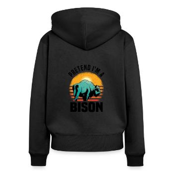 Büffel Bison Ochse Indianer Amerikanisch - Frauen Premium Bio Zip Hoodie - Schwarz - Hinten - Julia (174cm)