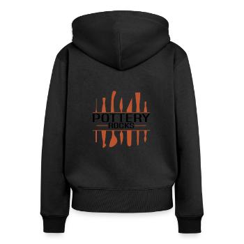 Poterie Argile Cours de poterie Poterie Getöpfert - Sweat à capuche zippé Premium bio Femme - noir - Dos - Julia (174cm)