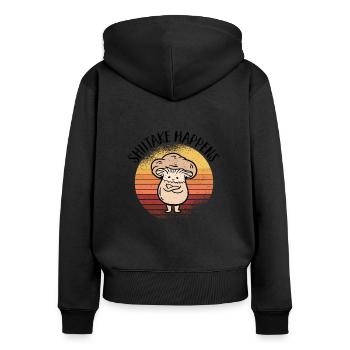 Cueilleur de champignons Chasseurs de champignons Amateurs de champignons Champignons Ferme de champignons - Sweat à capuche zippé Premium bio Femme - noir - Dos - Julia (174cm)