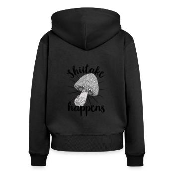 Cueilleur de champignons Chasseurs de champignons Amateurs de champignons Champignons Ferme de champignons - Sweat à capuche zippé Premium bio Femme - noir - Dos - Julia (174cm)