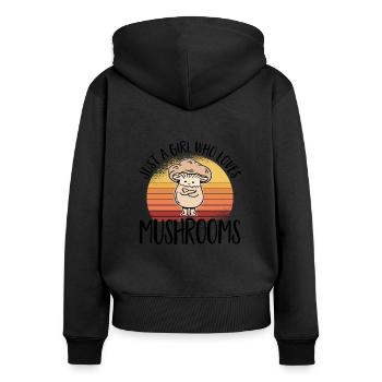 Cueilleur de champignons Chasseurs de champignons Amateurs de champignons Champignons Ferme de champignons - Sweat à capuche zippé Premium bio Femme - noir - Dos - Julia (174cm)