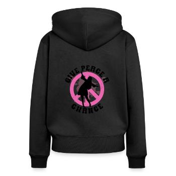 Hippie Peace Zeichen Frieden Blumen Blumenkind - Frauen Premium Bio Zip Hoodie - Schwarz - Hinten - Julia (174cm)