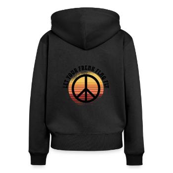 Hippie Peace Sign Peace Flowers Flower Child - Sweat à capuche zippé Premium bio Femme - noir - Dos - Julia (174cm)