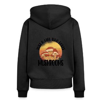 Cueilleur de champignons Chasseurs de champignons Amateurs de champignons Champignons Ferme de champignons - Sweat à capuche zippé Premium bio Femme - noir - Dos - Julia (174cm)