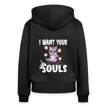 Satan Belzébuth Diable Gothique Pentagramme Mystique - Sweat à capuche zippé Premium bio Femme - noir - Dos - Julia (174cm)
