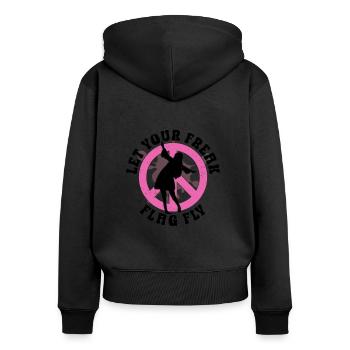 Hippie Peace Sign Peace Flowers Flower Child - Sweat à capuche zippé Premium bio Femme - noir - Dos - Julia (174cm)