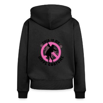 Hippie Peace Zeichen Frieden Blumen Blumenkind - Frauen Premium Bio Zip Hoodie - Schwarz - Hinten - Julia (174cm)