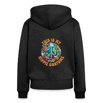 Hippie Peace Sign Peace Flowers Flower Child - Sweat à capuche zippé Premium bio Femme - noir - Dos - Julia (174cm)