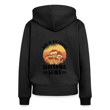 Pilzsammler Pilz Pilzjäger Pilzliebhaber Pilzfarm - Frauen Premium Bio Zip Hoodie - Schwarz - Hinten - Julia (174cm)