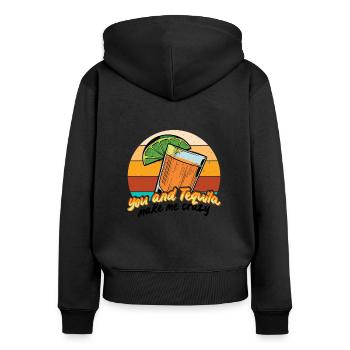 Tequila Alkohol Mexikanisch Mexiko Latino - Frauen Premium Bio Zip Hoodie - Schwarz - Hinten - Julia (174cm)