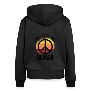 Hippie Peace Sign Peace Flowers Flower Child - Sweat à capuche zippé Premium bio Femme - noir - Dos - Julia (174cm)