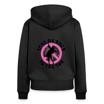 Hippie Peace Sign Peace Flowers Flower Child - Sweat à capuche zippé Premium bio Femme - noir - Dos - Julia (174cm)