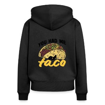Taco Somberero Mexikanisch Mexiko Latino - Frauen Premium Bio Zip Hoodie - Schwarz - Hinten - Julia (174cm)