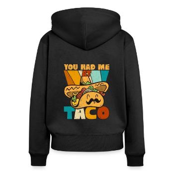 Taco Somberero Mexikanisch Mexiko Latino - Frauen Premium Bio Zip Hoodie - Schwarz - Hinten - Julia (174cm)