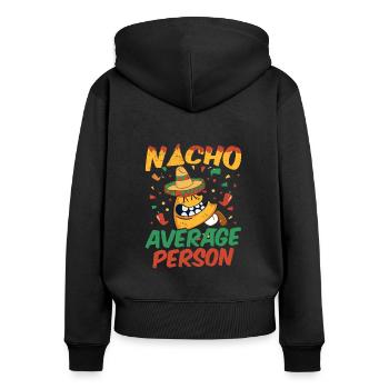 Nacho Salsa Dip Mexikanisch Mexiko Latino - Frauen Premium Bio Zip Hoodie - Schwarz - Hinten - Julia (174cm)