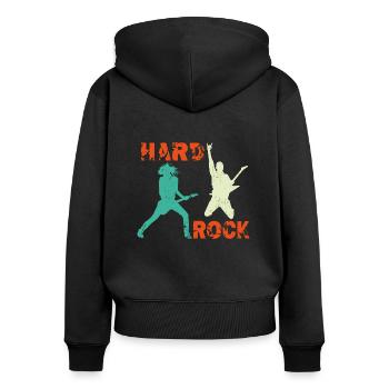 Hard Rock Gitarristen - Frauen Premium Bio Zip Hoodie - Schwarz - Hinten - Julia (174cm)