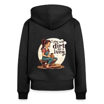 Je joue avec la terre pour gagner ma vie - Clay Pottery Clay - Sweat à capuche zippé Premium bio Femme - noir - Dos - Julia (174cm)