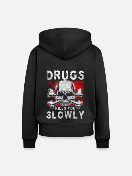 Drogenfrei Abhängig Gesund Joint - Frauen Premium Bio Zip Hoodie - Schwarz