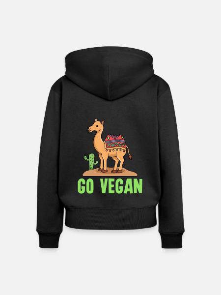 Kamel-Tierdesign für stolze Veganer - Frauen Premium Bio Zip Hoodie - Schwarz