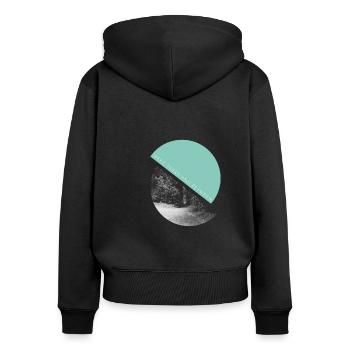 Here there and between - Way - Frauen Premium Bio Zip Hoodie - Schwarz - Hinten - Julia (174cm)