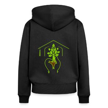 Diplômé: Célébrez chaque étape de votre évolution - Sweat à capuche zippé Premium bio Femme - noir - Dos - Julia (174cm)