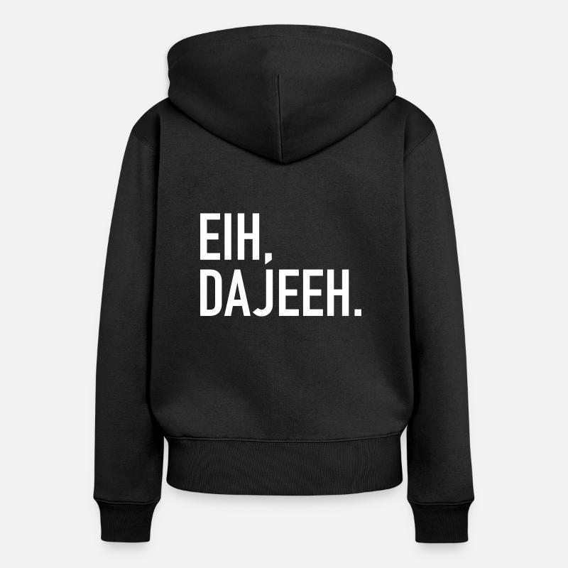 Trèves Eih Dajeeh Spruch Moselle Trèves Platt Drôle - Sweat à capuche zippé Premium bio Femme - noir
