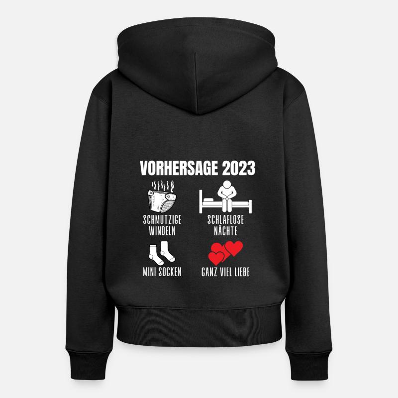 VORHERSAGE 2023 WERDENDE MAMA WERDENDER PAPA - Frauen Premium Bio Zip Hoodie - Schwarz