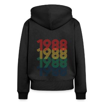 Cool Retro 1988, 34 Jahre alt, Geschenk zum 34. Geburtstag - Frauen Premium Bio Zip Hoodie - Schwarz - Hinten - Julia (174cm)