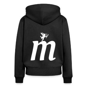 M - Frauen Premium Bio Zip Hoodie - Schwarz - Hinten - Julia (174cm)