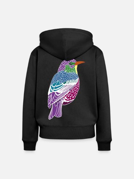 Mehrfarbiger Vogel - Frauen Premium Bio Zip Hoodie - Schwarz