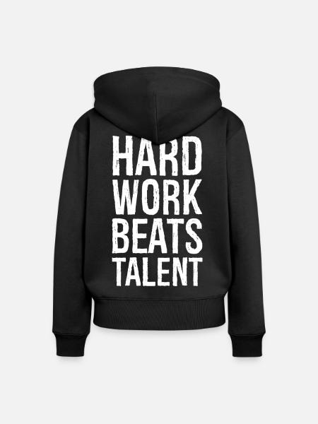hard work beats talent - Frauen Premium Bio Zip Hoodie - Schwarz