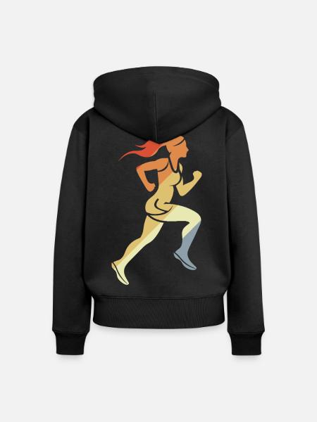 Läufermädchen Retro-Stil - Frauen Premium Bio Zip Hoodie - Schwarz