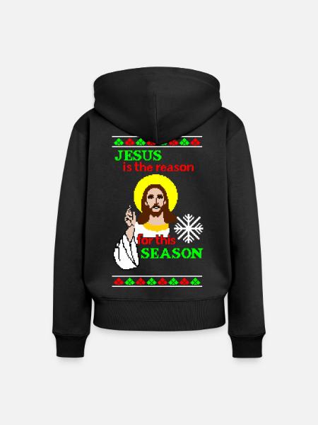 Jesus is the reason - Frauen Premium Bio Zip Hoodie - Schwarz