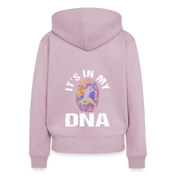 It's in my DNA Stuntscooter Trickscooter Roller - Frauen Premium Bio Zip Hoodie - Altrosa - Hinten - Julia (174cm)