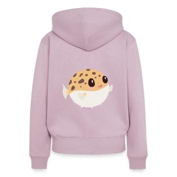 Poisson-globe - Sweat à capuche zippé Premium bio Femme - rose poudré - Dos - Julia (174cm)