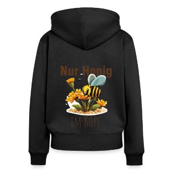 Biene inmitten von Honig und Blumen - Frauen Premium Bio Zip Hoodie - Schwarz - Hinten - Julia (174cm)