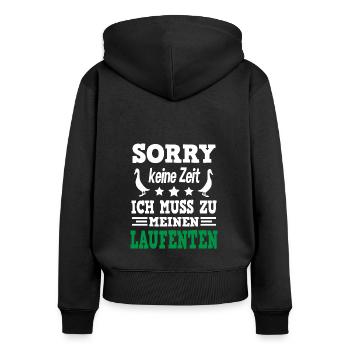 Laufente Laufentenzüchter Laufentenstall Enten - Frauen Premium Bio Zip Hoodie - Schwarz - Hinten - Julia (174cm)