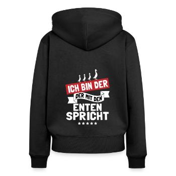 Laufente Laufentenzüchter Laufentenstall Enten - Frauen Premium Bio Zip Hoodie - Schwarz - Hinten - Julia (174cm)