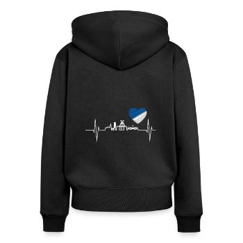 Bochum Bochumer Ruhrgebiet Ruhrpott - Frauen Premium Bio Zip Hoodie - Schwarz - Hinten - Julia (174cm)