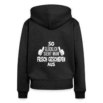 Scheidung Frisch geschieden Scheidungsparty - Frauen Premium Bio Zip Hoodie - Schwarz - Hinten - Julia (174cm)