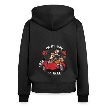 Beiwagen Motorradgespann Seitenwagen Gespann - Frauen Premium Bio Zip Hoodie - Schwarz - Hinten - Julia (174cm)