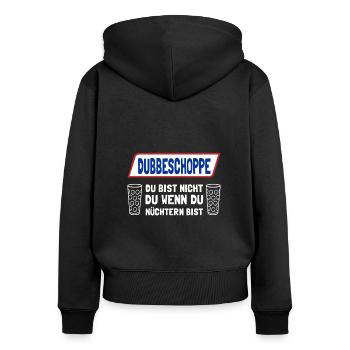 Dubbeglas Weinschorle Weinfest - Frauen Premium Bio Zip Hoodie - Schwarz - Hinten - Julia (174cm)