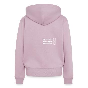 Dubbeglas Weinschorle Weinfest - Frauen Premium Bio Zip Hoodie - Altrosa - Hinten - Julia (174cm)