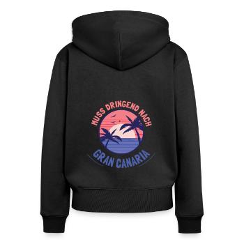 Gran Canaria Kanarische Inseln - Frauen Premium Bio Zip Hoodie - Schwarz - Hinten - Julia (174cm)