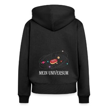 Mettbrötchen Mett Mettigel - Frauen Premium Bio Zip Hoodie - Schwarz - Hinten - Julia (174cm)