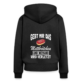 Mettbrötchen Mett Mettigel - Frauen Premium Bio Zip Hoodie - Schwarz - Hinten - Julia (174cm)