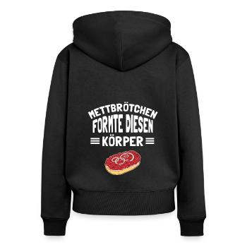 Mettbrötchen Mett Mettigel - Frauen Premium Bio Zip Hoodie - Schwarz - Hinten - Julia (174cm)