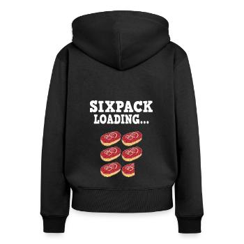 Mettbrötchen Mett Mettigel - Frauen Premium Bio Zip Hoodie - Schwarz - Hinten - Julia (174cm)