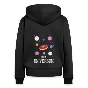 Mettbrötchen Mett Mettigel - Frauen Premium Bio Zip Hoodie - Schwarz - Hinten - Julia (174cm)
