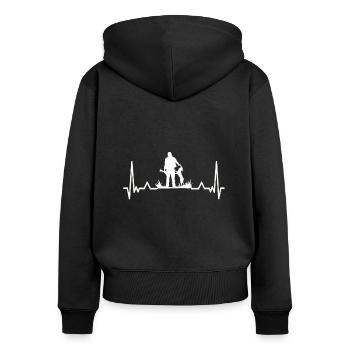 Deutscher Jagdterrier - Frauen Premium Bio Zip Hoodie - Schwarz - Hinten - Julia (174cm)